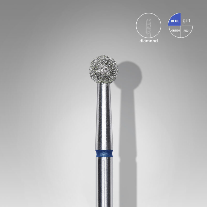 Staleks Διαμαντόφρεζα Μπάλα Μπλε EXPERT 01 Diamond nail drill bit ball blue 4mm FA01B040 - Image 2