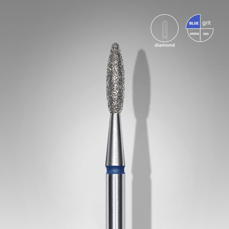 Staleks Διαμαντόφρεζα Flame Μπλε EXPERT 10 Diamond nail drill bit flame blue 2,1mm/8mm FA10B021/8 - Image 2