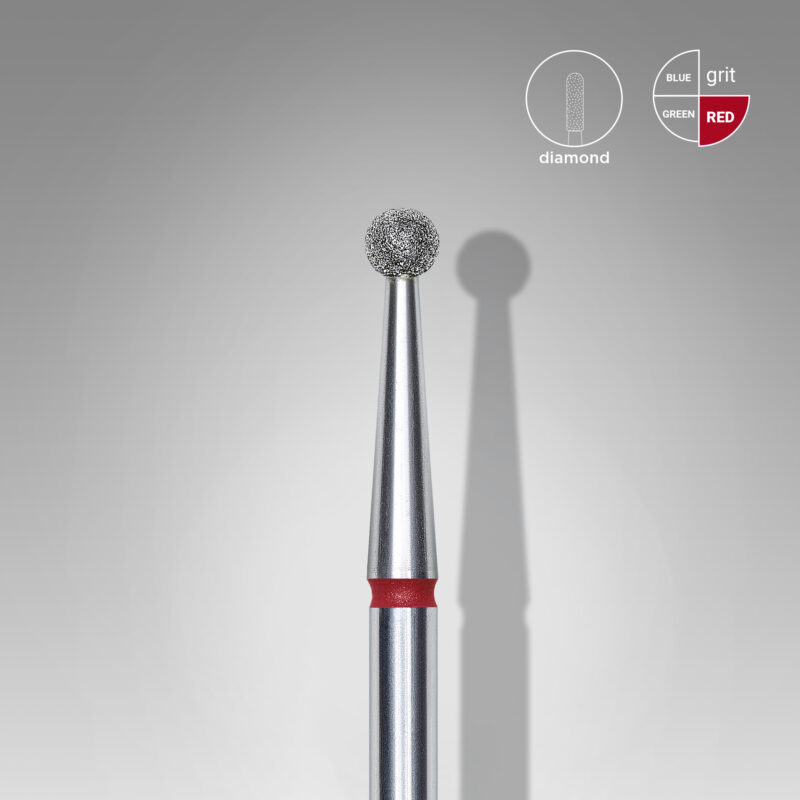 Staleks Διαμαντόφρεζα Μπάλα Κόκκινη EXPERT 01 Diamond nail drill bit ball red 2,5mm FA01R025 - Image 2
