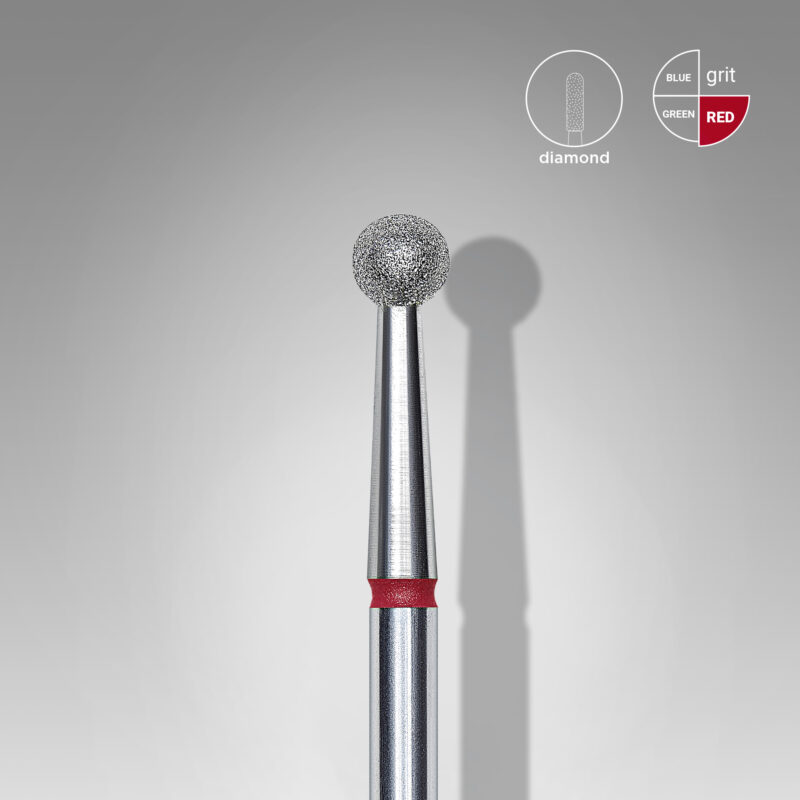 Staleks Διαμαντόφρεζα Μπάλα Κόκκινη EXPERT 01 Diamond nail drill bit ball red 3,5mm FA01R035 - Image 2