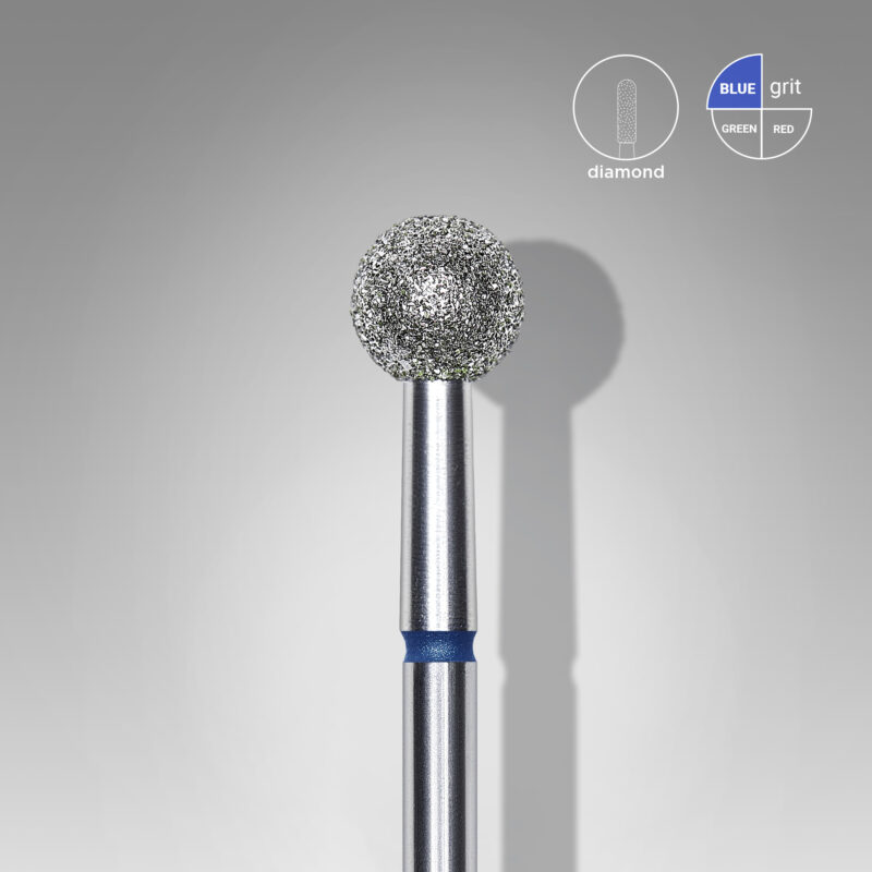 Staleks Διαμαντόφρεζα Μπάλα Μπλε EXPERT 01 Diamond nail drill bit ball blue 5mm FA01B050 - Image 2